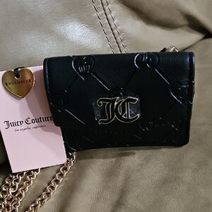Juicy Couture Black Quilted Wallet with Gold Chain